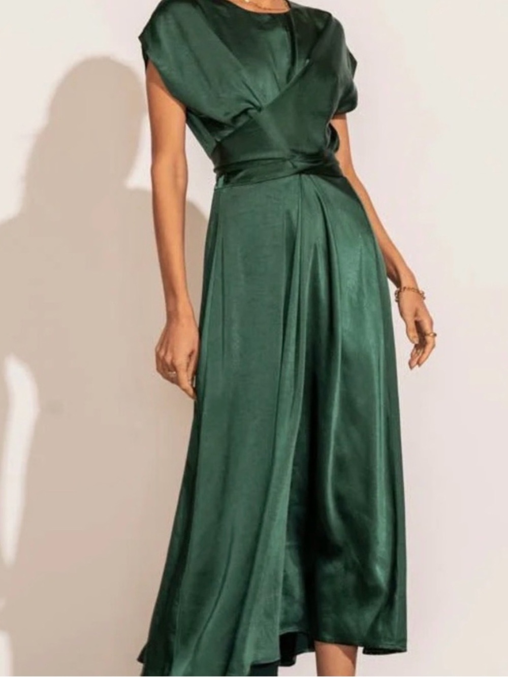 bohme Emerald Green Satin Midi Dress sz xxxl